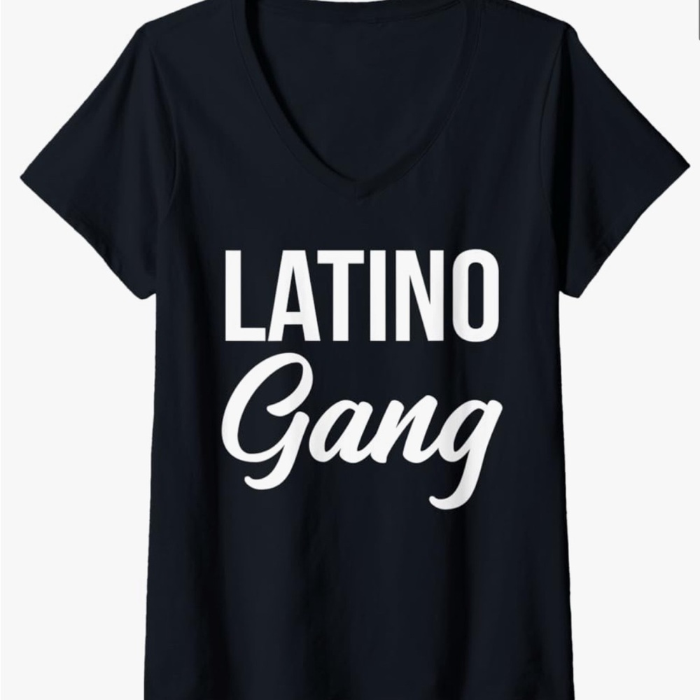 Black V-Neck T-Shirt LATINO Gang like JBalvin says XL